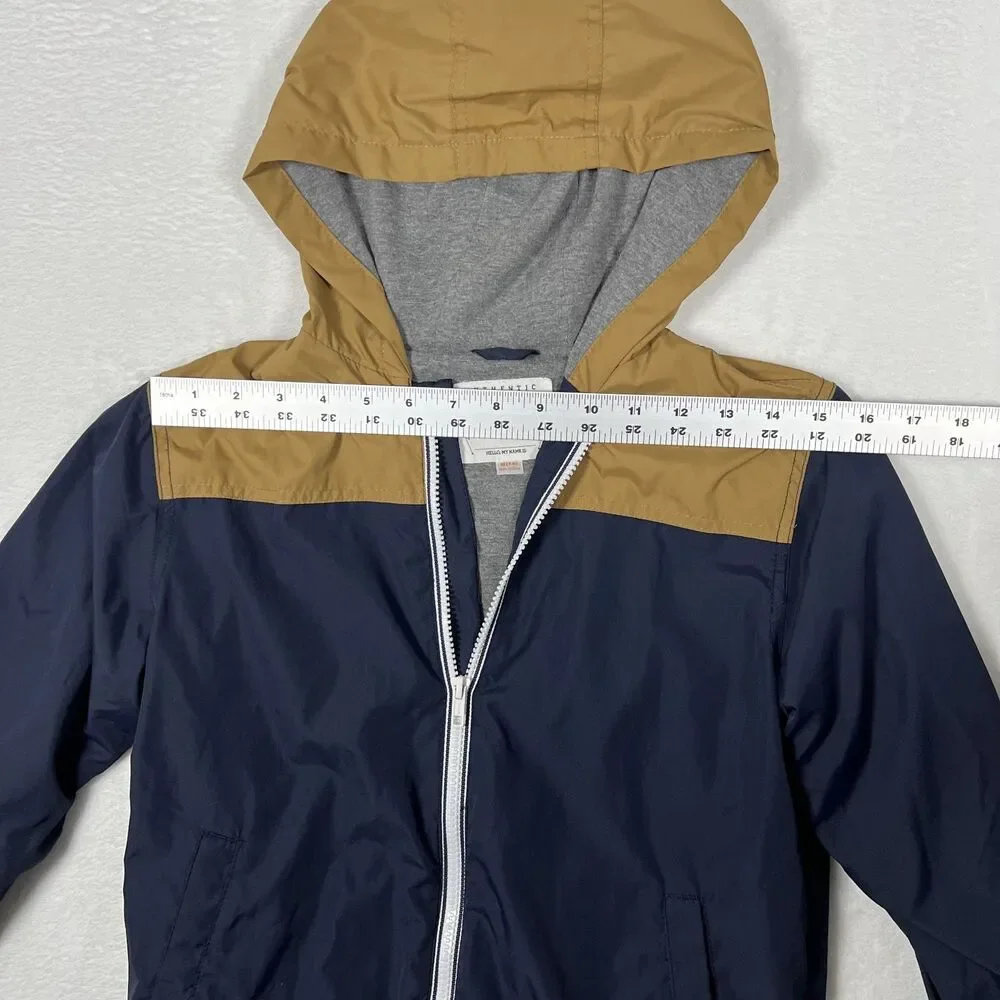 Gymboree Zip Up Hooded Rain Jacket Windbreaker Boys Size 7 8 Medium Navy